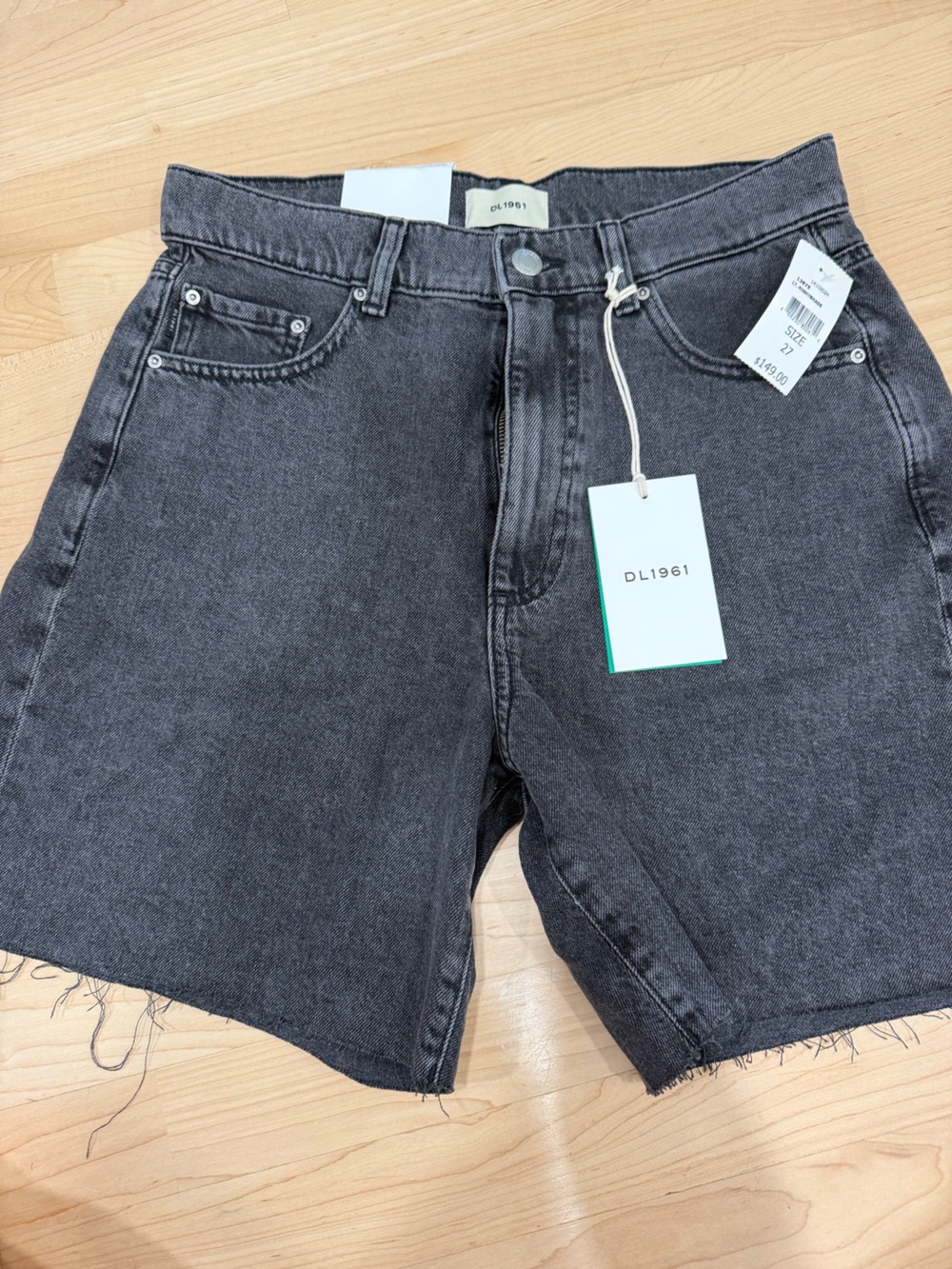 DL1961 Washed Black High-Rise Cutoff Denim Shorts Taylor